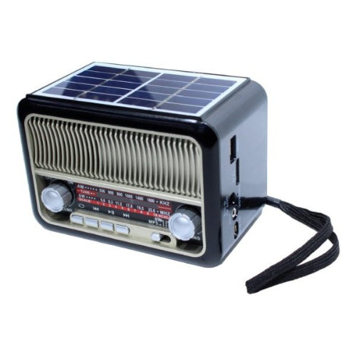 Radio Multifuncional 3 Bandas Recargable Panel Solar Retro