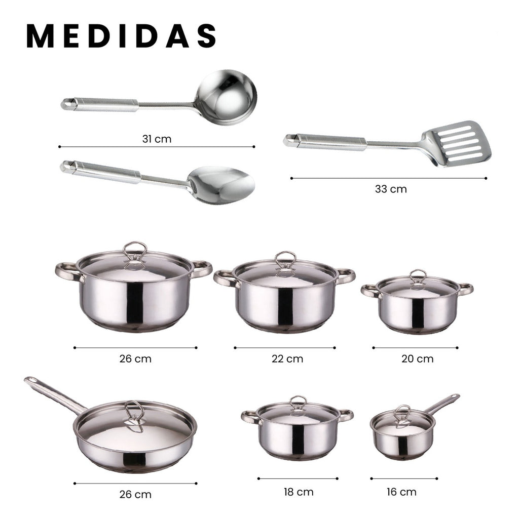 Juego De Ollas Acero Quirurgico Inoxidable 15 Piezas Bekaline Innovo Cocina Premium