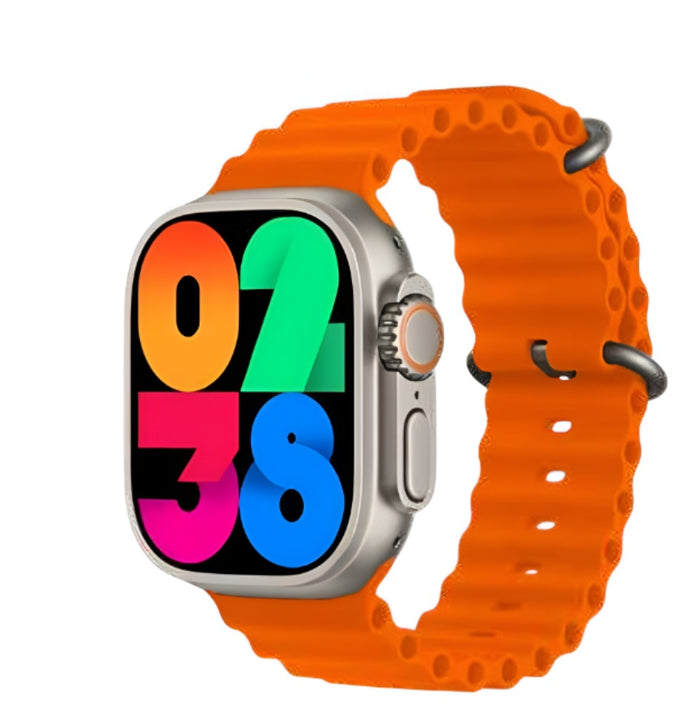 Smartwach Amoled Mobulaa Con 7 Correas Naranjas H9 Ultra Notificaciones Plus