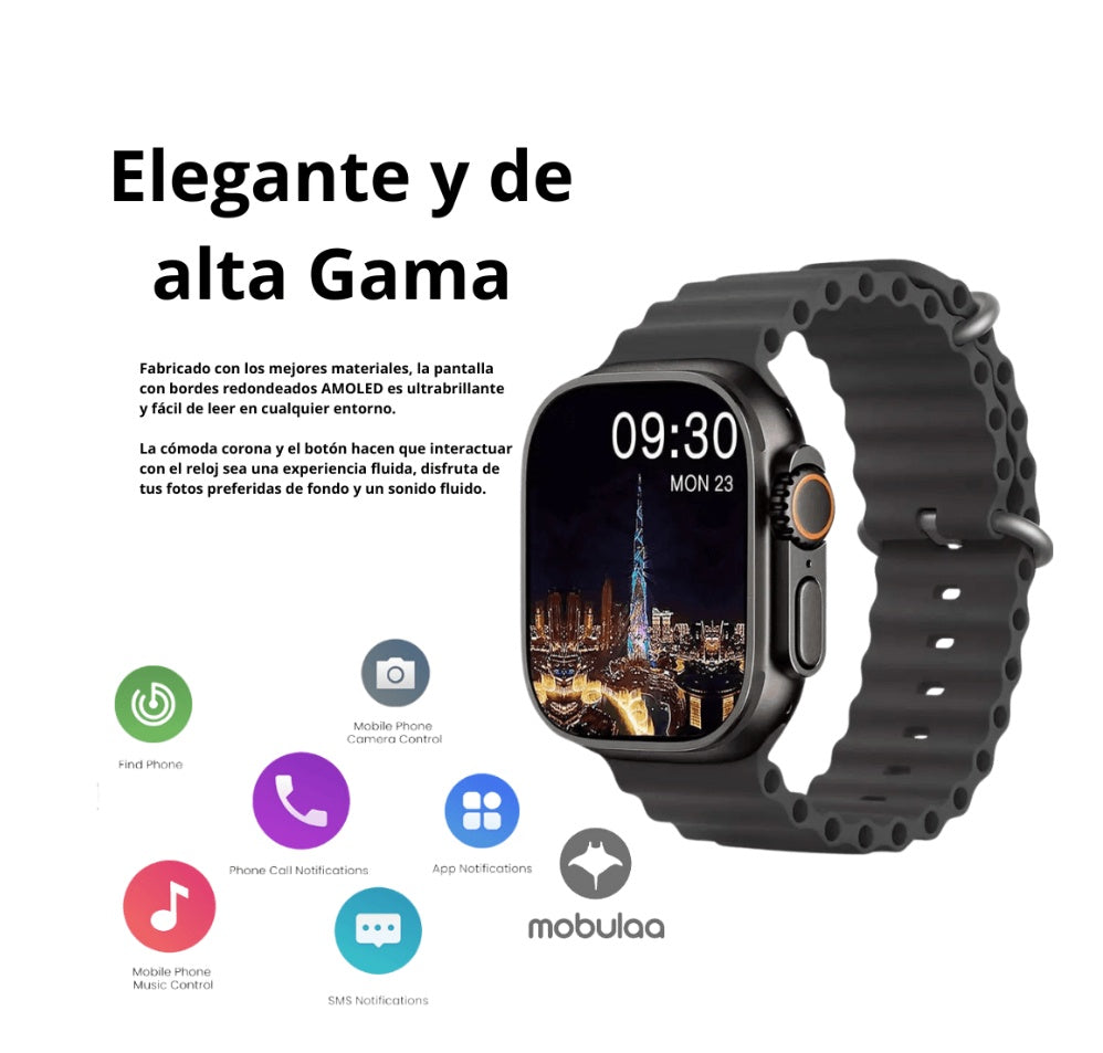 Reloj Smartwatch H9 Ultra Plus Amoled 7 Pulsos Negros Alta Gama Sport Notificaciones Innovo Tech