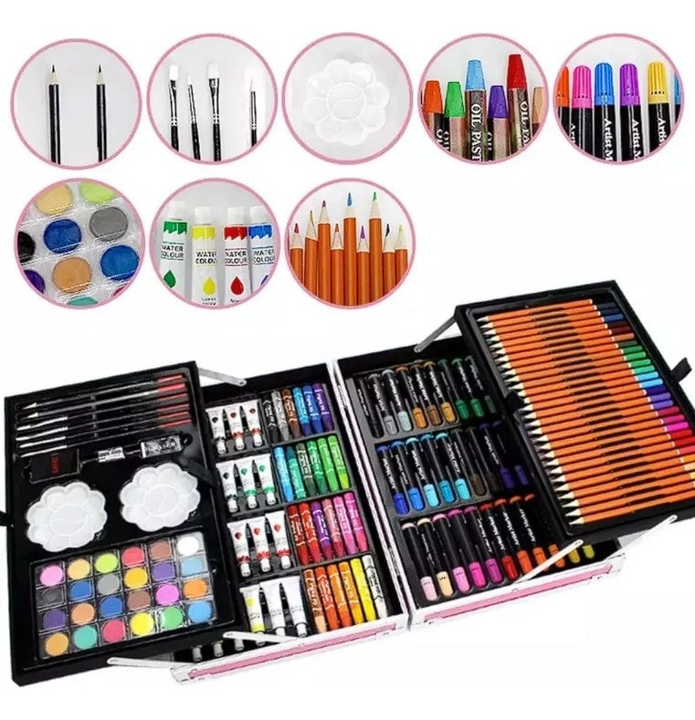 Set De Arte De Lujo 145 Piezas Caja De Aluminio Para Ninos