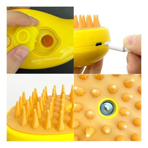 Cepillo Vapor 3 En 1 Para Mascotas Quita Pelo Masaje