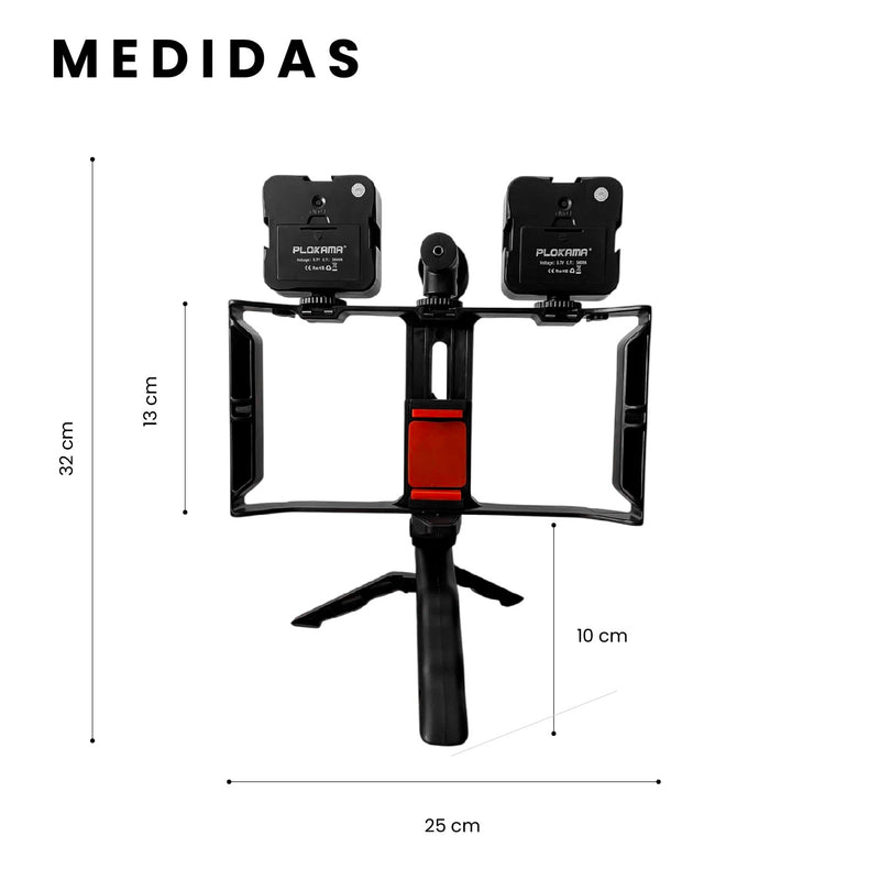 Soporte Profesional Making Crear Contenido Microfono Luz Led Rgb Estabilizador Ideal Tiktoks Youtube Instagram