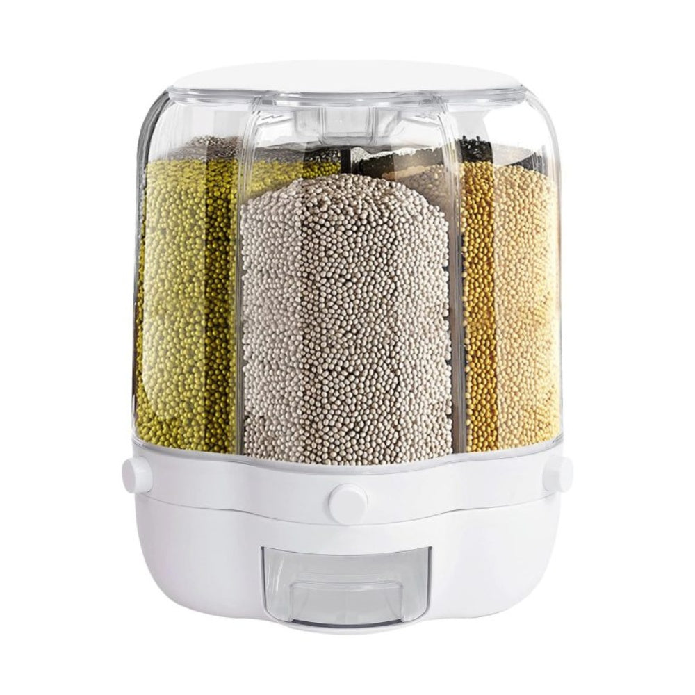 Dispensador Recipiente X6 Espacios Para Granos Cereales Giratorio Innovo Home Gb6