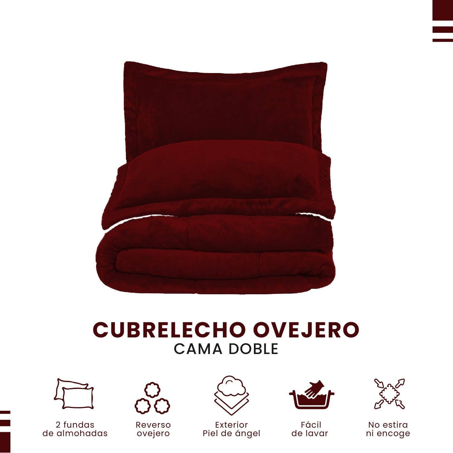 Combo Cubrelecho Termico Doble Funda Ovejero + Protector De Colchon Antifluido