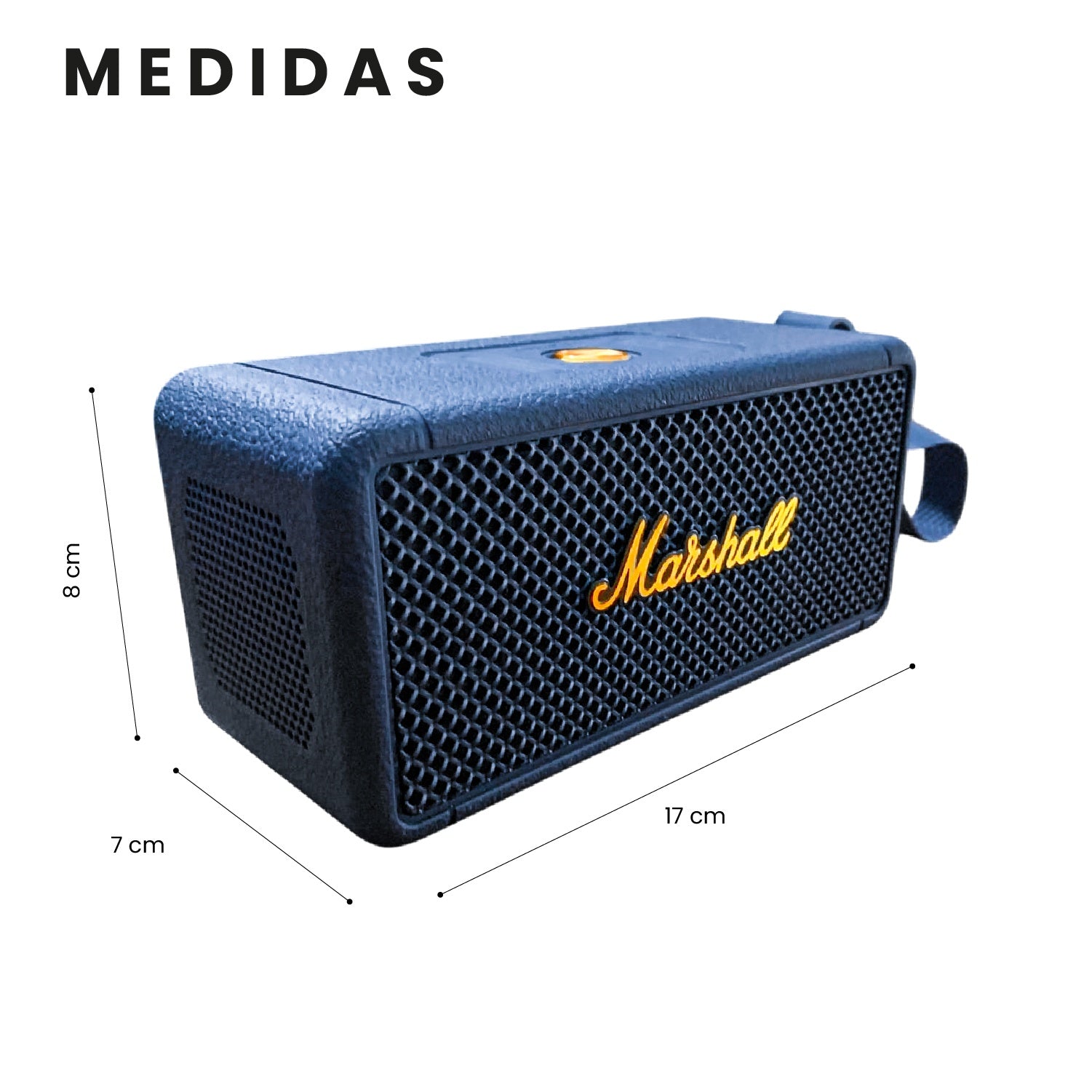 Parlante Bluetooth Sonido Potente Usb Mp3 Fm Marshall Azul Replica 1.1
