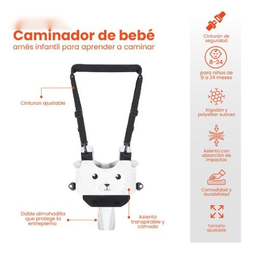 Arnes Correa Caminador Bebes Seguro Para Ninos Negro Primeros Pasos