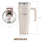 Termo Acero Inoxidable 900Ml Premium Sitarayuri Doble Boquilla Frio/Calor Coffee Beige