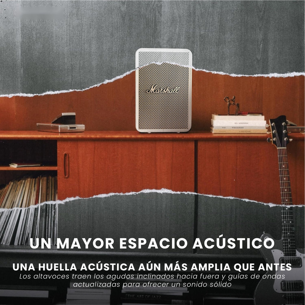 Parlante Retro Bluetooth Estilo Marshall Beige Potente Clasico Replica 1.1