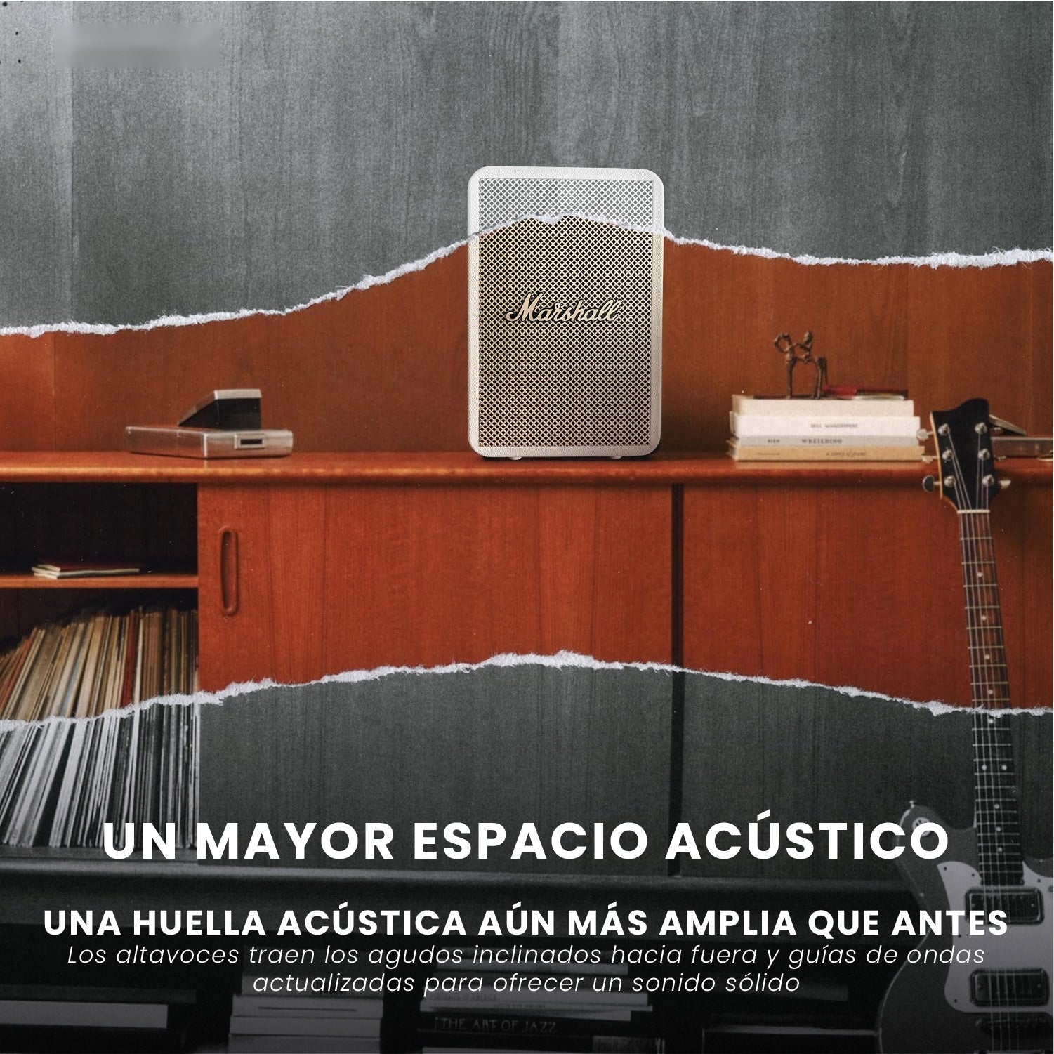 Parlante Retro Bluetooth Estilo Marshall Beige Potente Clasico Replica 1.1