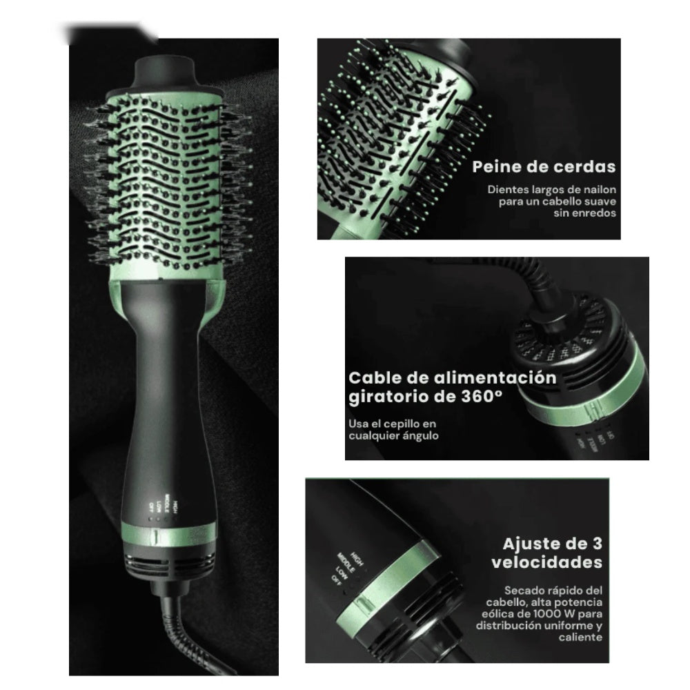 Tri Combo Hair Avocado Cepillo Secador + Plancha Cabello + Rizadora Tubo + Obsequio Toalla Microfibra Cabello