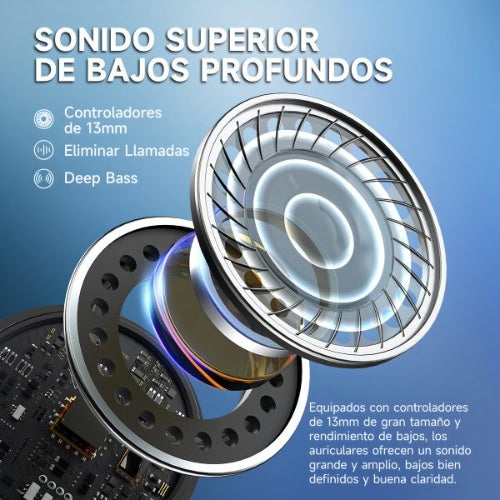 Audifonos Inalambricos 1Hora Auriculares Bluetooth Aut201 Color Negro