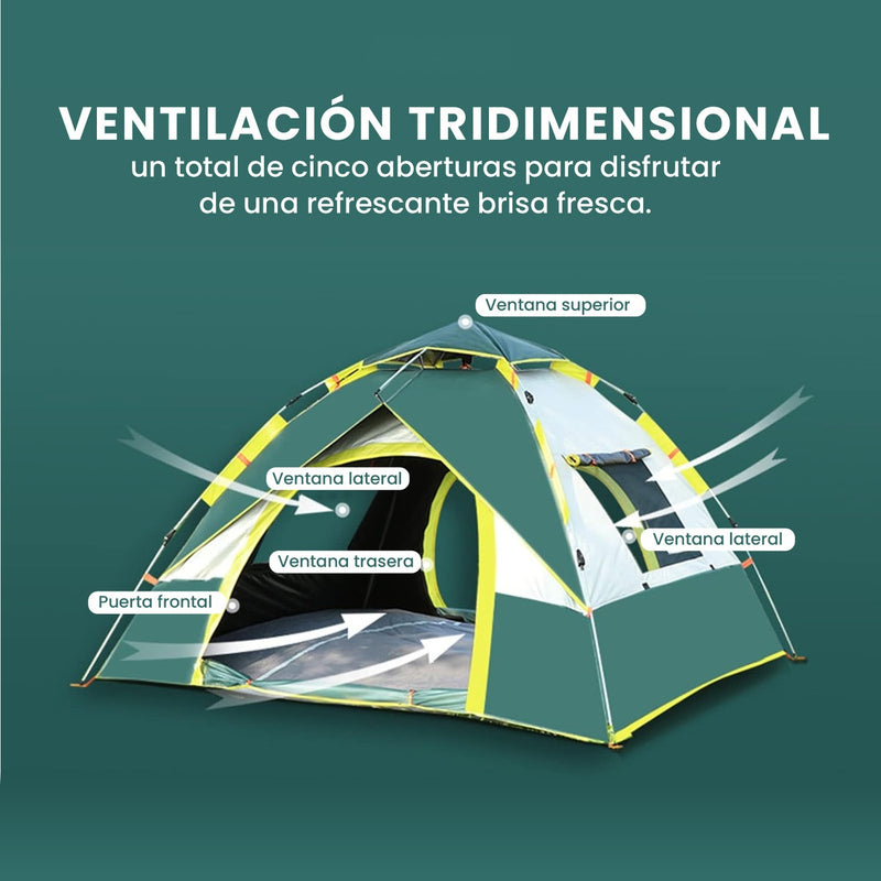 Carpa Camping Campana Automatica 4 Personas Impermeable Ventilacion 360Deg Facil De Armar Mosquitero