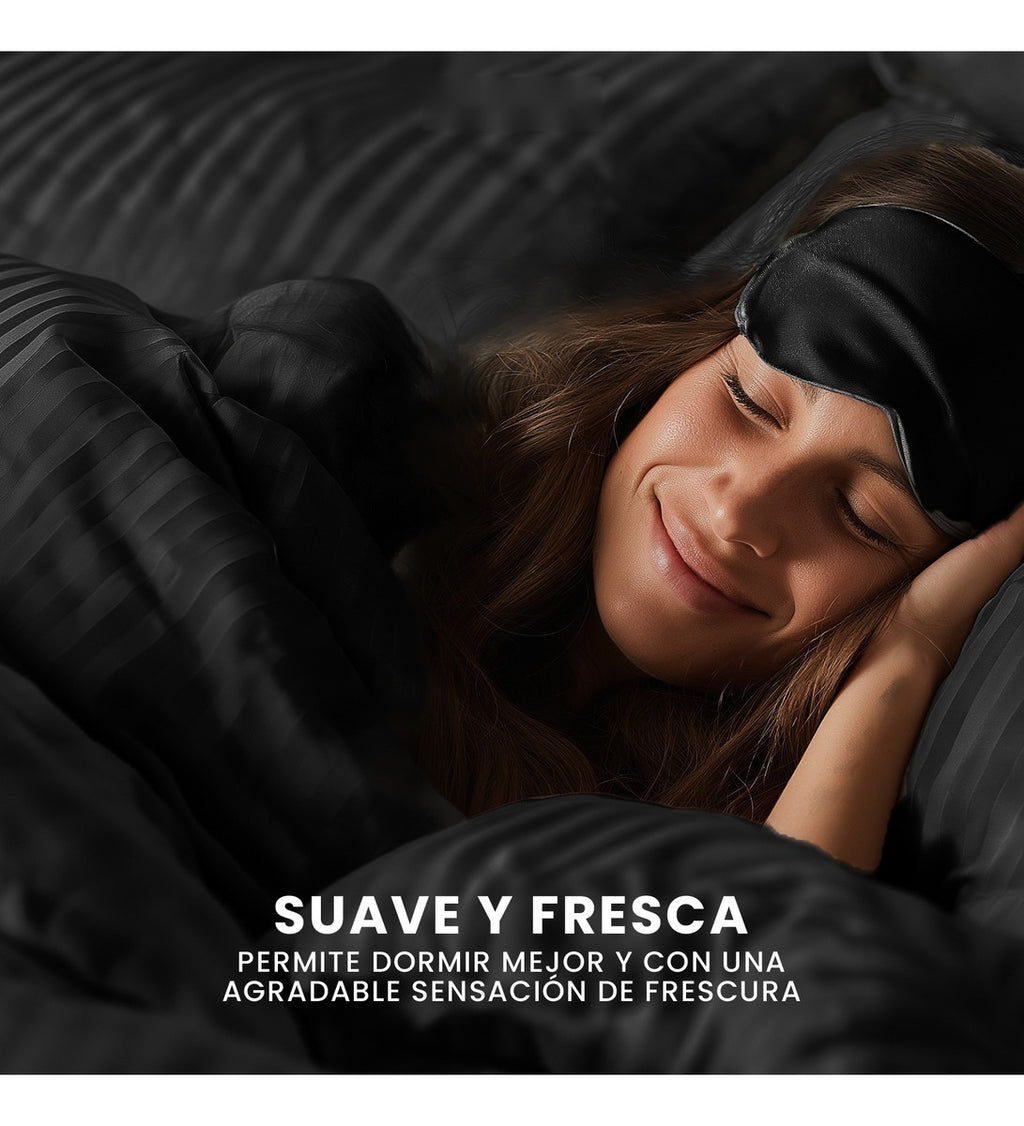 Edredon Microfibra Para Cama Sencilla 2 Fundas Tela Suave Innovo Negro