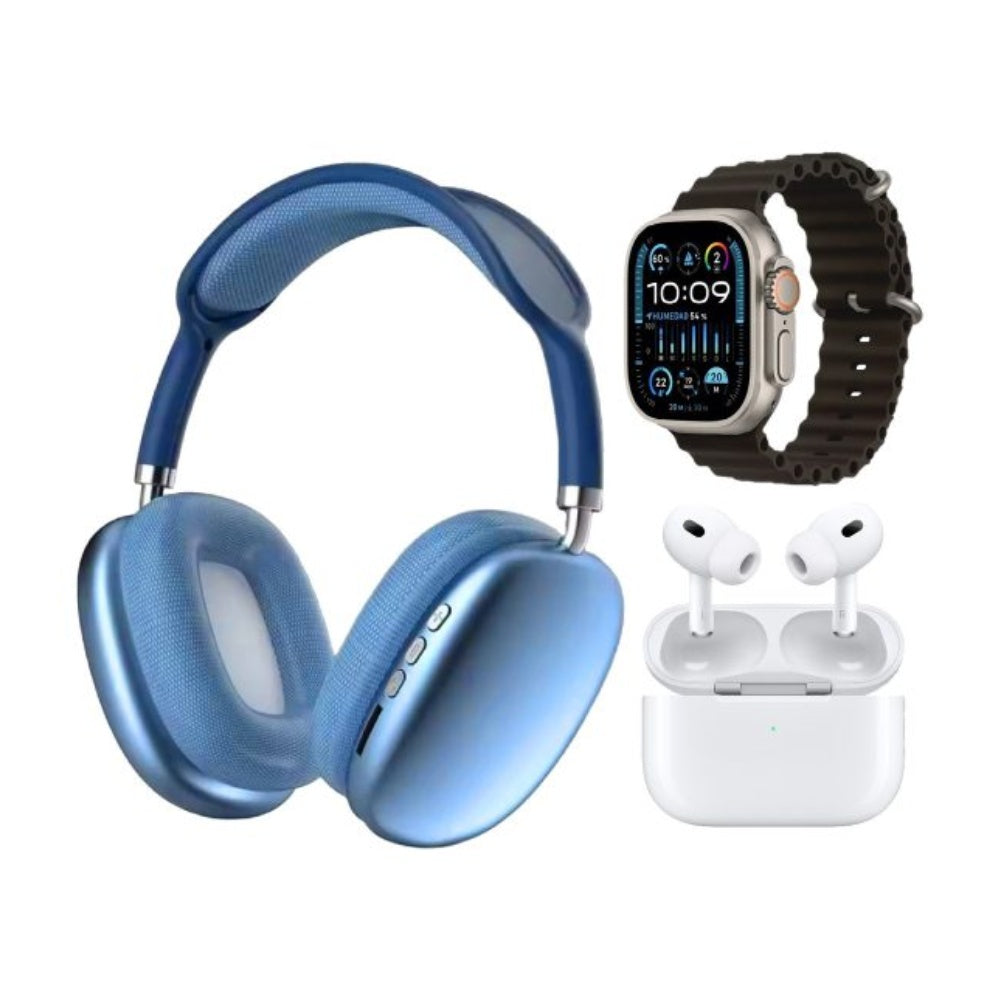 Smart Watch Premium Plus K12 Azul Con Audifonos 7 Pulsos
