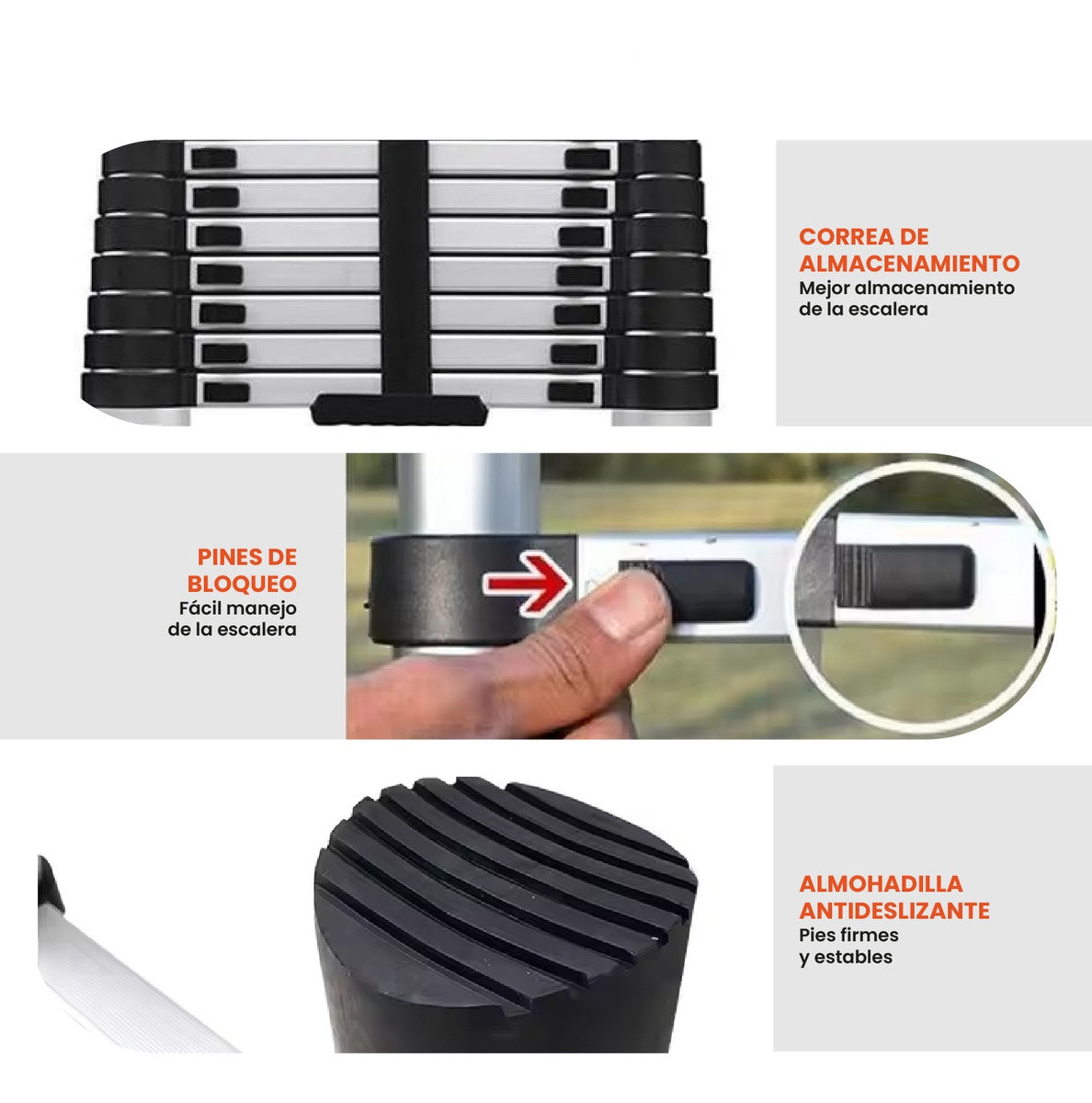 Escalera Telescopica 3.8 Metros Ajustable Aluminio Practica Innovo