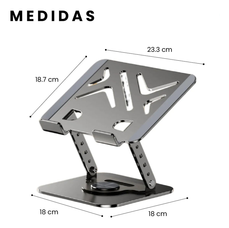 Soporte Portatil Laptop Hasta 20 Pulgadas Giratorio 360Deg Aluminio Ajuste Altura Ergonomico