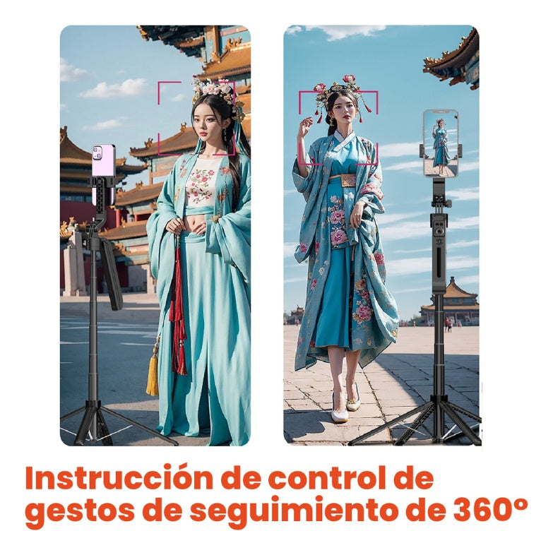 Palo Selfie Tripode Inteligencia Artificial 180 Cm Bluetooth + Aluminio Con Estuche Control Remoto