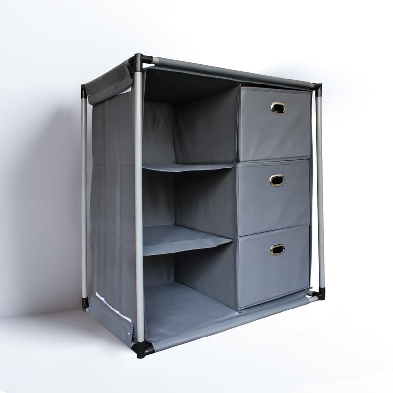 Organizador De Ropa Hogar Multiusos Armable Metalico Gris Elegante Cajones Inn Home