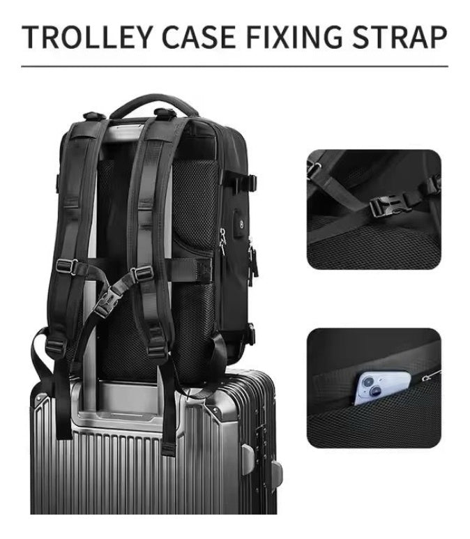 Maleta Morral Para Laptop Puerto Usb Viajero Practico Semi Impermeable Amaz Black Edition