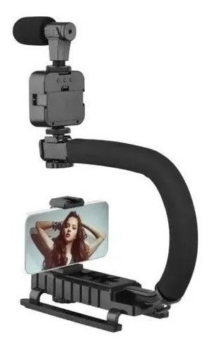 Estabilizador Camara Y Celular Luz Led Microfono Con Control