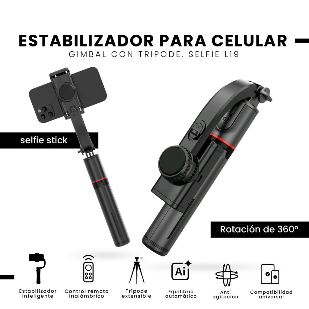 Estabilizador Gymbal Tripode Selfie Todo En 1 Aluminio Con Bluetooth L19 Profesional