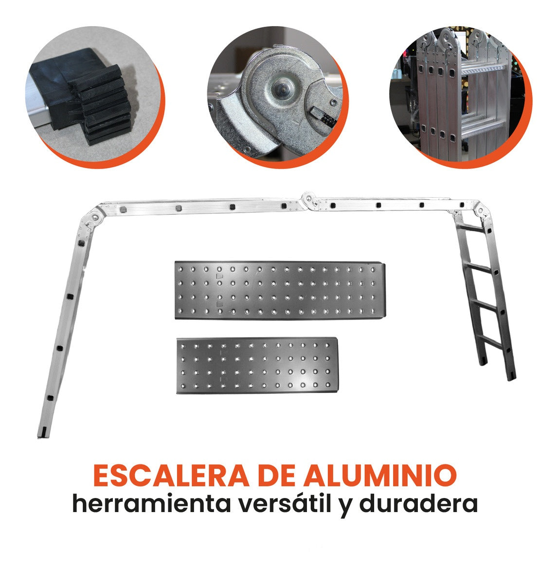 Escalera Todo En 1 Multifuncion 16 Pasos Ajustable Aluminio Practica Innovo Resiste 150 Kilos Multifuncional