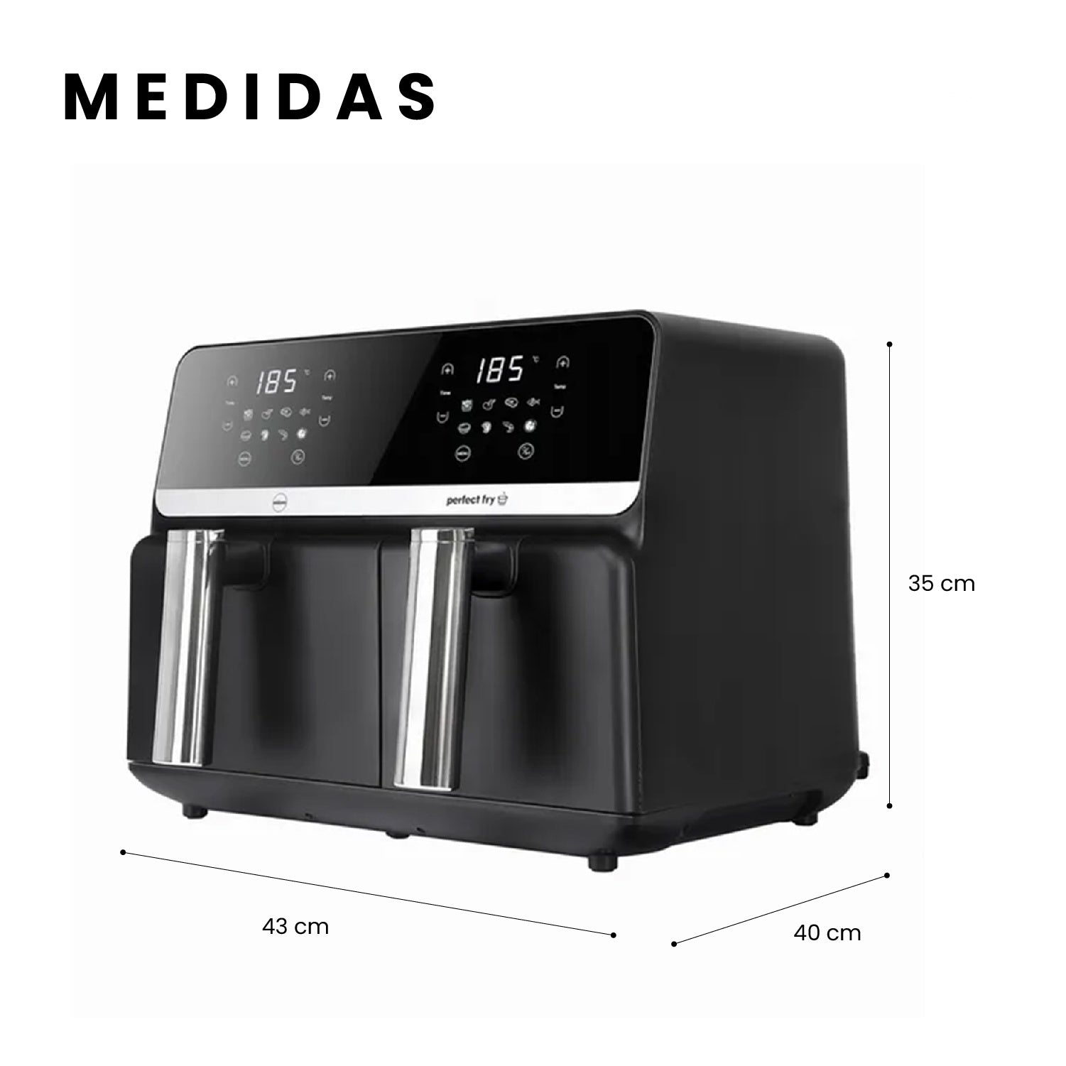 Freidora De Aire Nobelsound Air Fryer Doble Bandeja Con Utensilios Cuchillos Incluidos