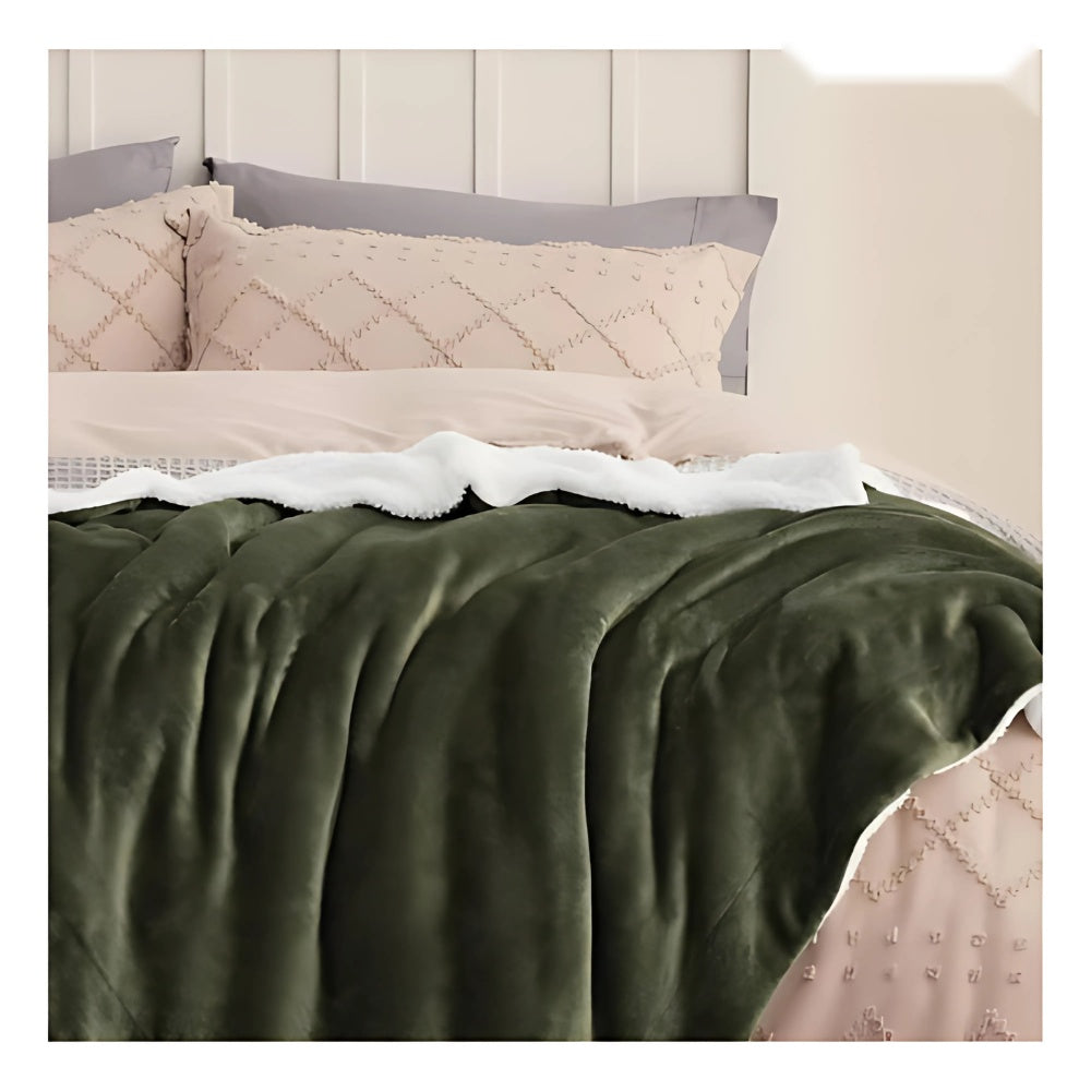 Combo Cobija Termica Doble Faz Verde + Lampara Plato 3 Tonos Tactil + Obsequio Tapete Peluche