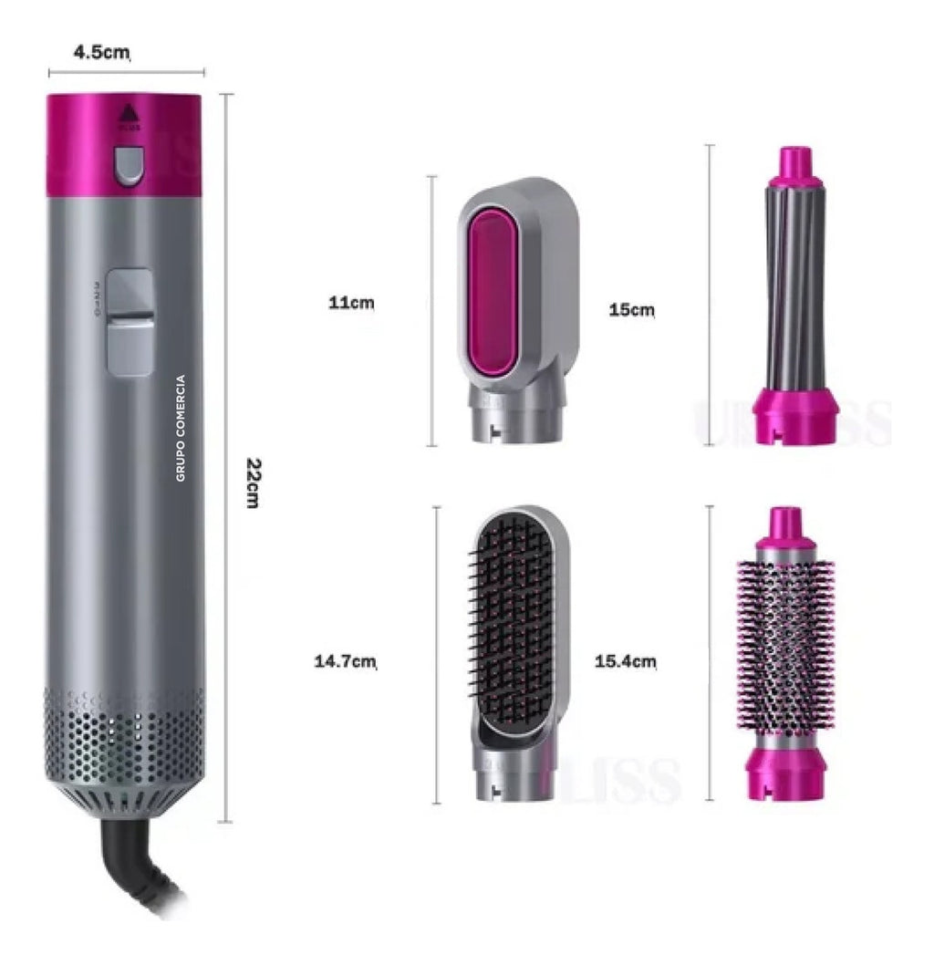 Cepillo 5 En 1 Alisador Rizador Hot Air Style Ionic Comb