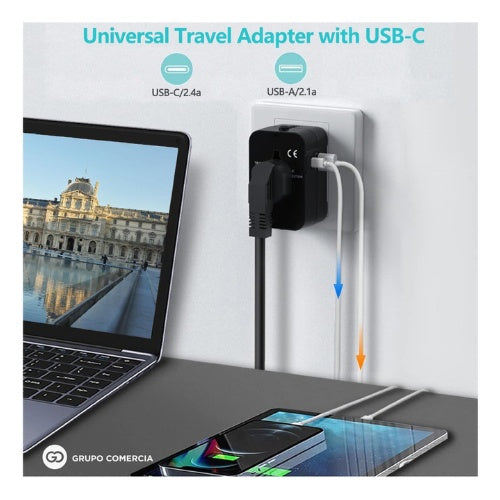 Adaptador Universal Europeo Viajero Carga Rapida Todo En 1