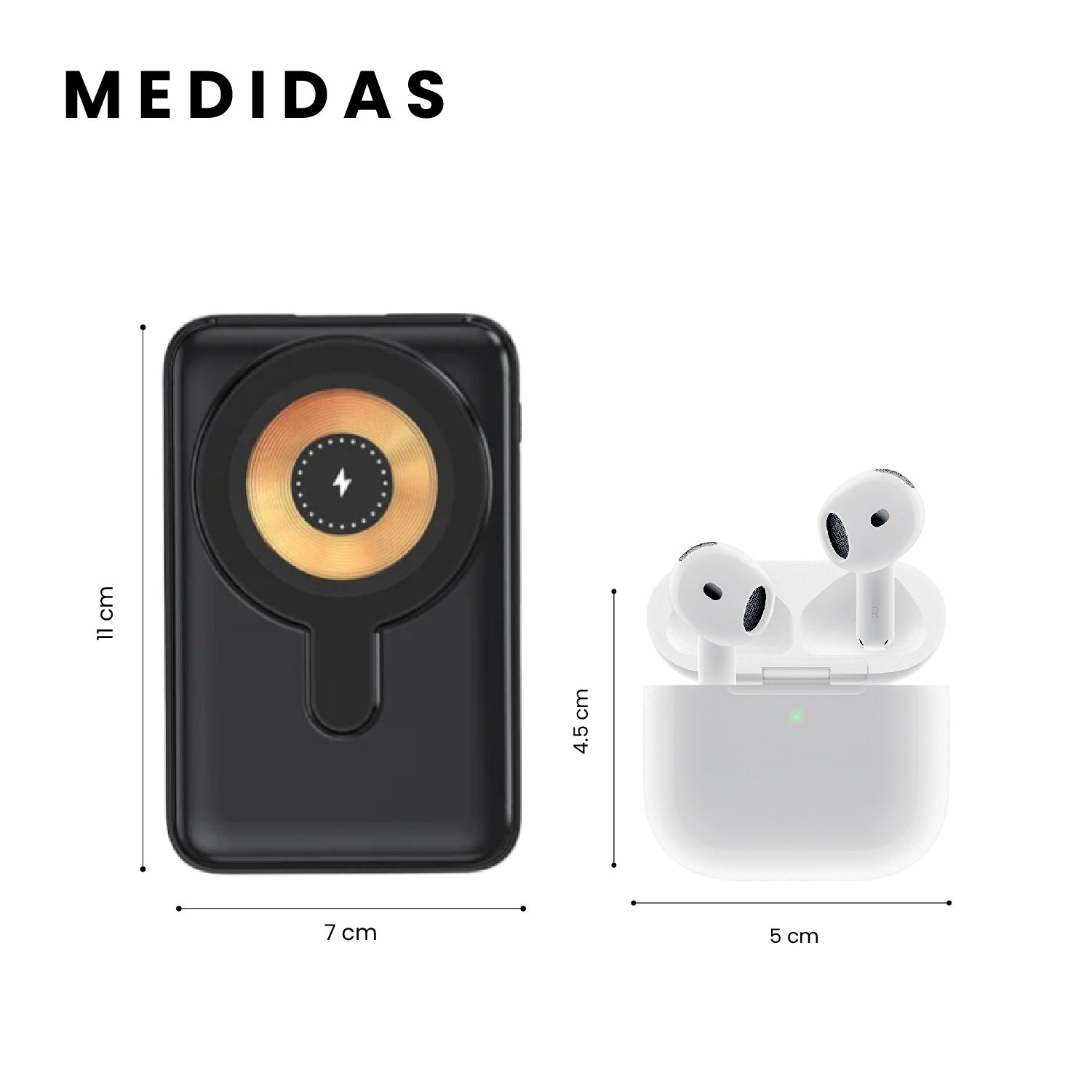 Powerbank Para Iphone Mag Safe 22.5W Carga Rapida + Audifonos Air Pod Tercera