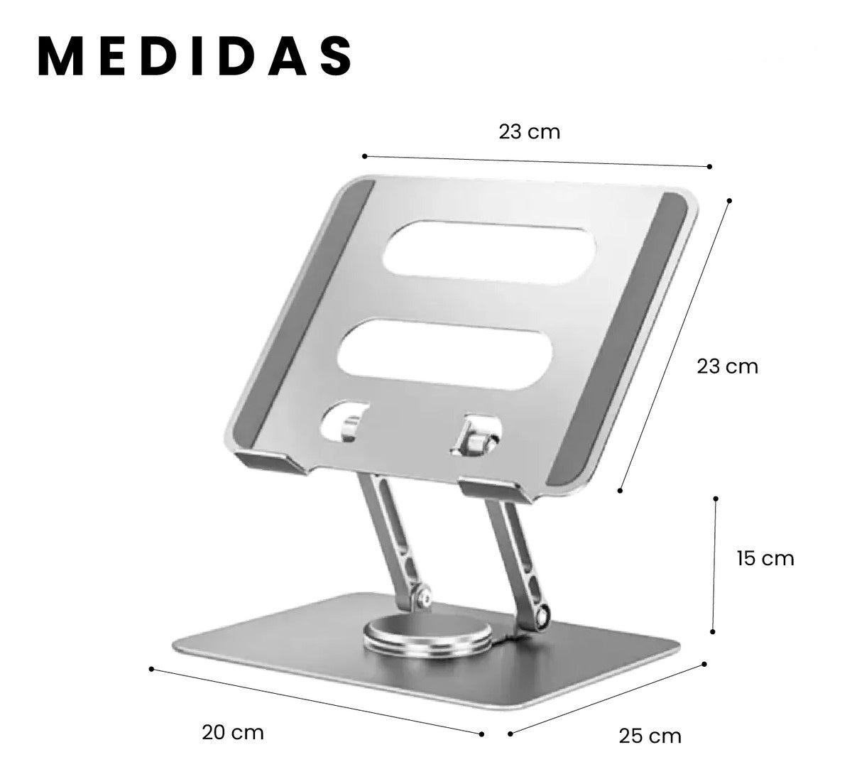 Soporte Giratorio 360Deg Portatil Laptop Tablet Aluminio Altura Ajustable Ergonomico Y Plegable