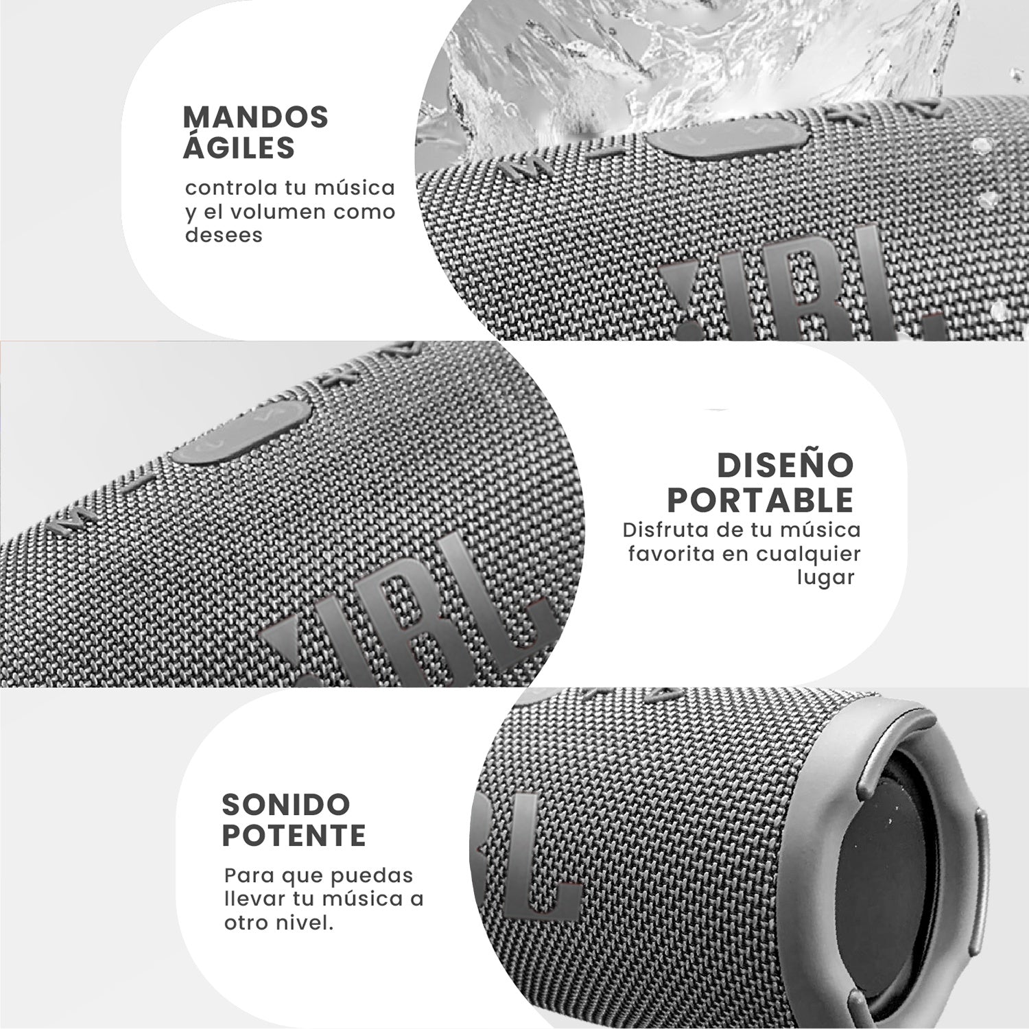 Parlante Jbl Charge 5 Replica 1.1 - Sonido Potente, Bluetooth, Portatil Gris