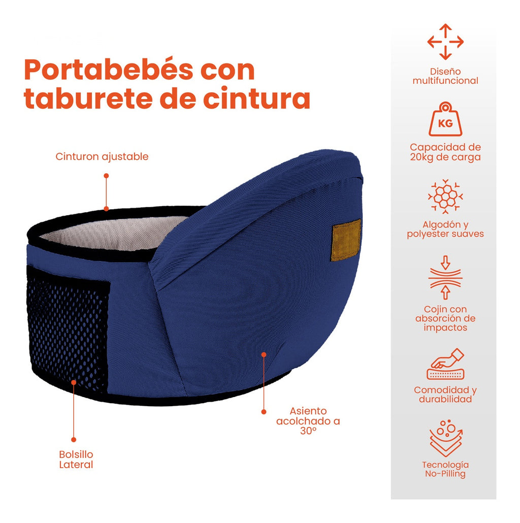 Cargador Ergonomico Azul Oscuro Canguro Cintura Para Bebes Innovo