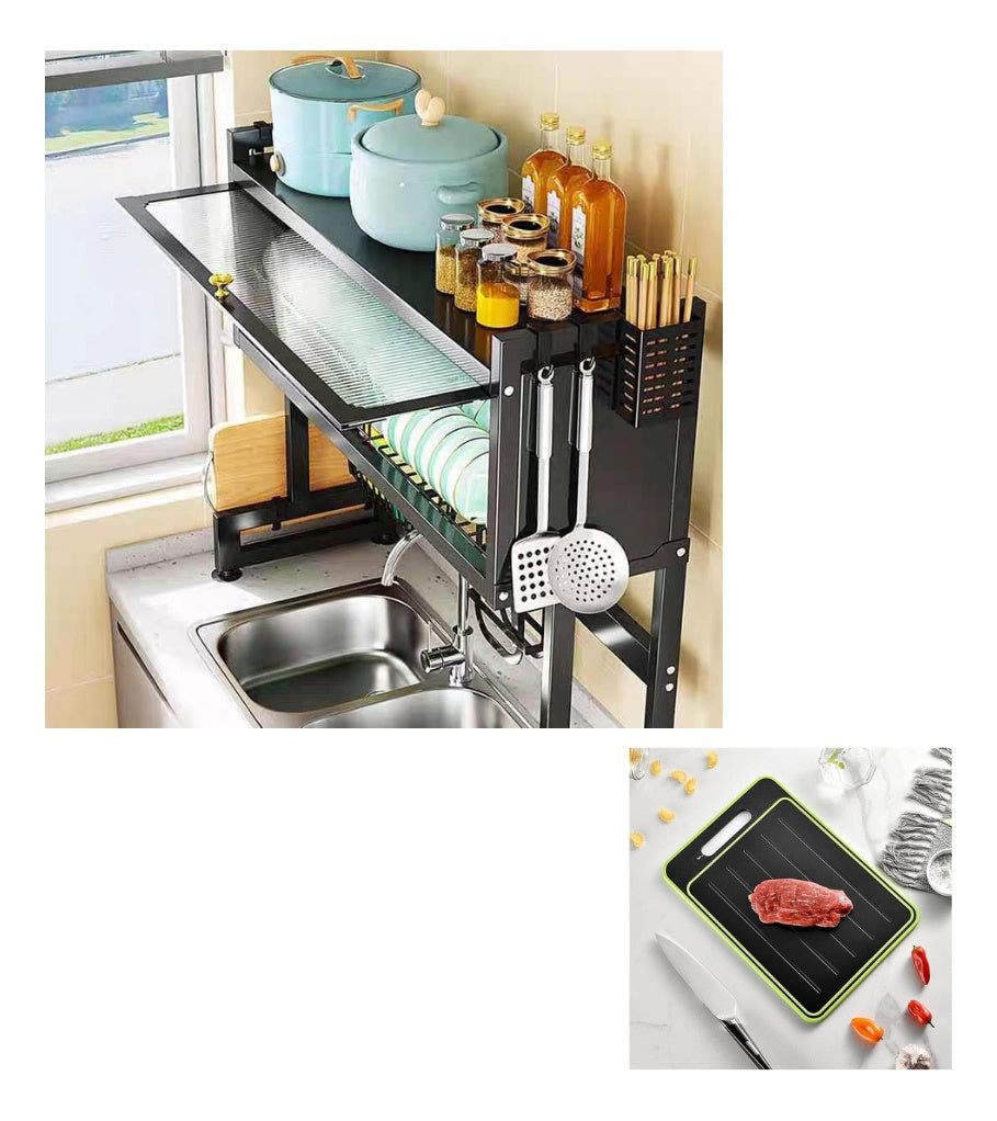 Platero Organizador De Loza Con Escurridor Tabla De Picar Todo En 1