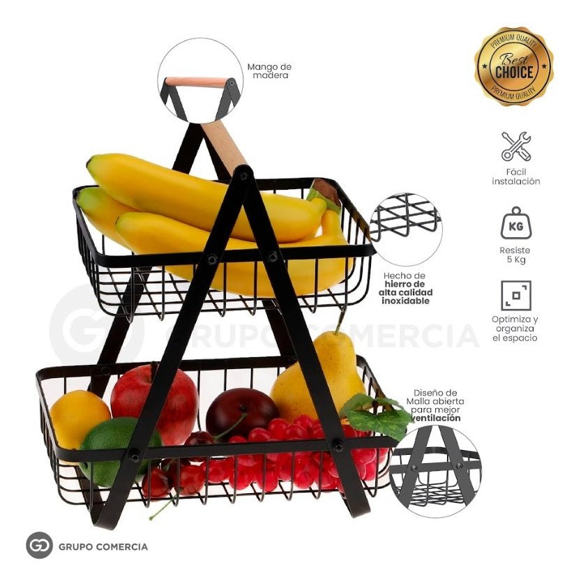 Organizador De Cocina Metalico Frutero Y Alimentos 2 Pisos
