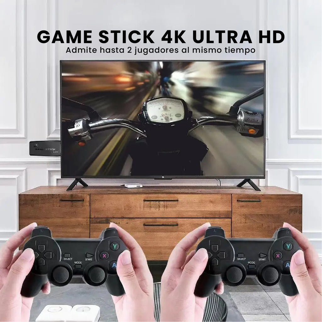 Consola Retro Game Stick 4K Con 20.000 Juegos Y 2 Controles Inalambricos