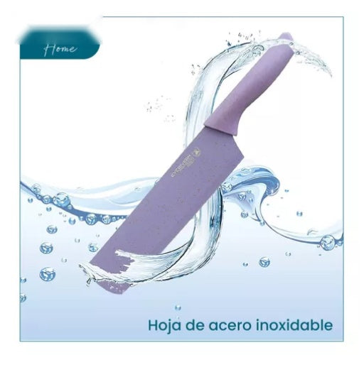 Combo Tabla Para Picar 4 En 1 + Set X6 Piezas Cuchillos Bali