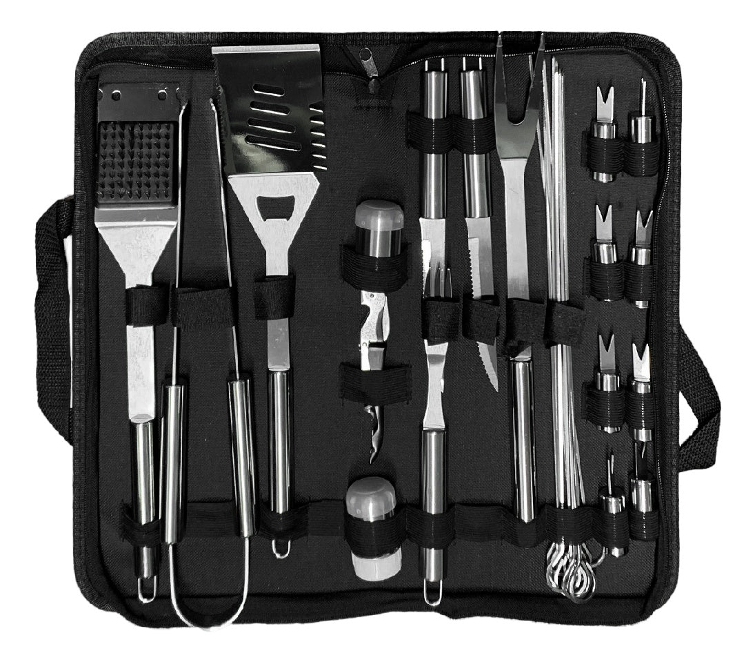 Set Utensilios 20 Piezas Parrilla Asados Bbq Acero Inoxidable Estuche Innovo