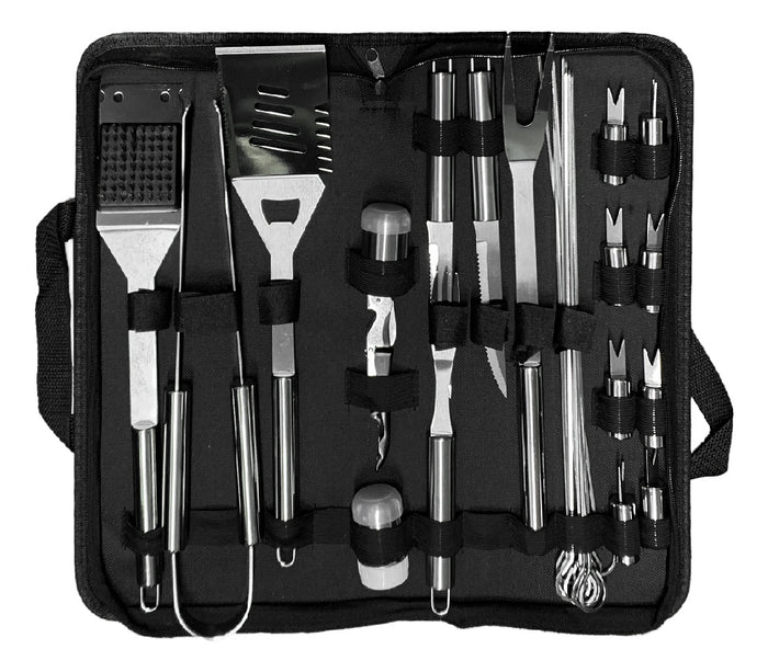 Set Utensilios 20 Piezas Parrilla Asados Bbq Acero Inoxidable Estuche