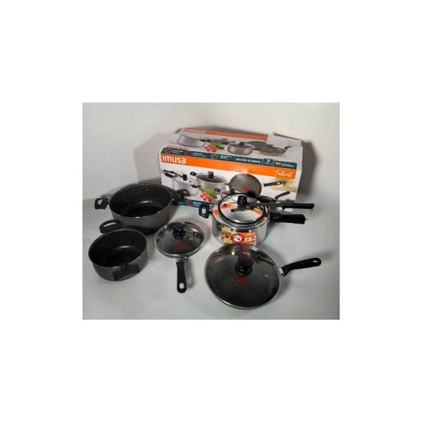 Bateria De Cocina Imusa 14 Piezas Antiadherente Con Olla A Presion Y Caldero