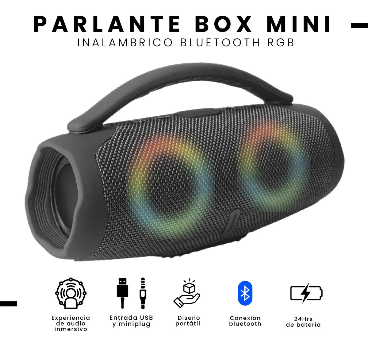 Mini Bocina Parlante Portatil Box Bluetooth Recargable Rgb Gris Innovo Tech