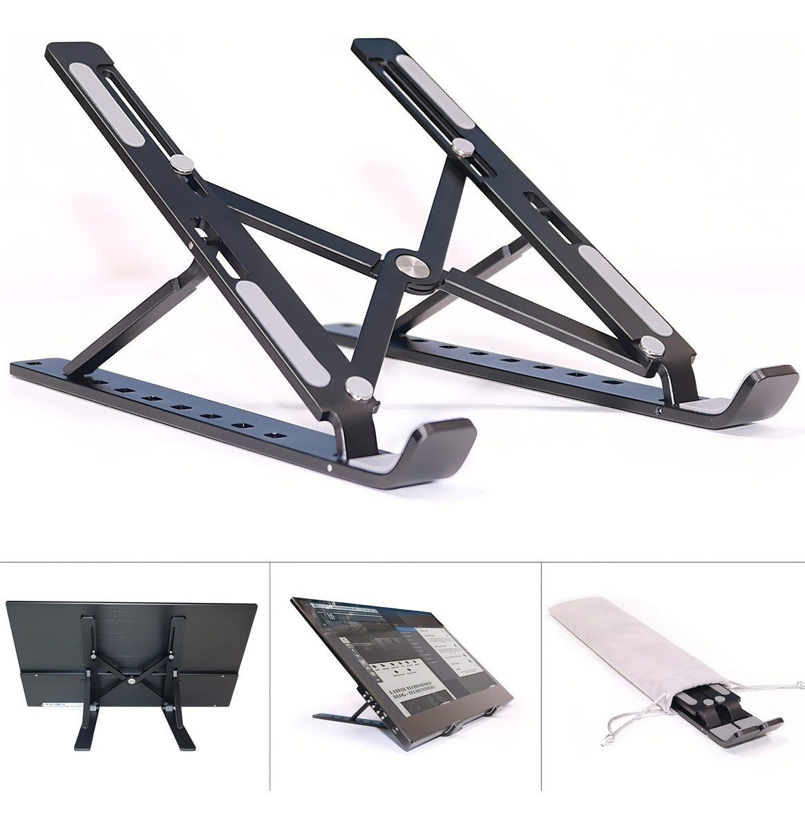 Base Soporte Para Portatil Ergonomica Reclinable 7 Niveles Color Negro