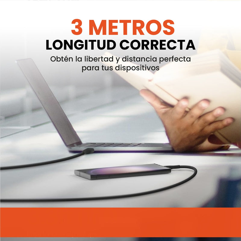 Cable Carga Rapida Datos Usb-C A Usb-C 3 Metros Calidad Premium