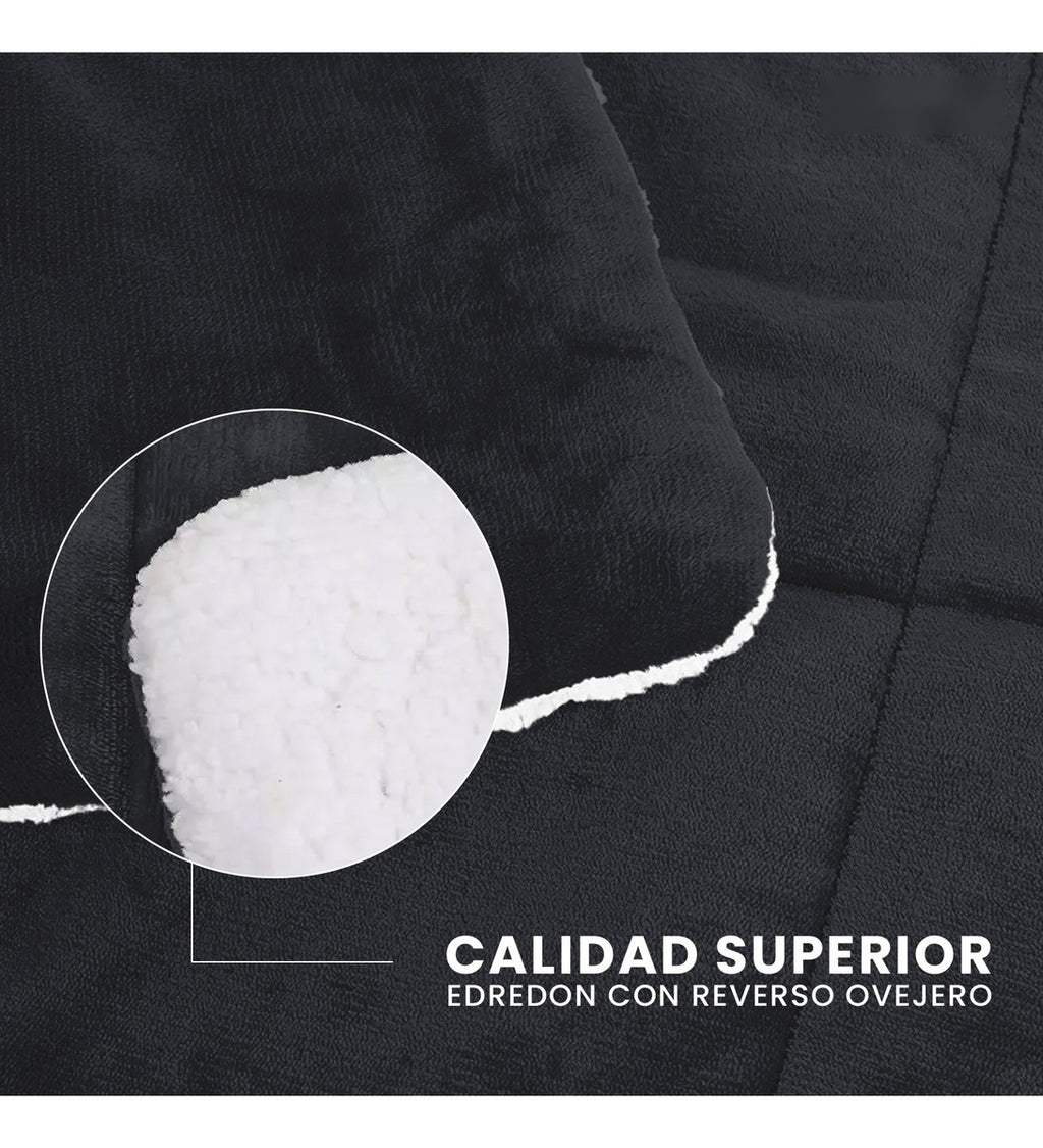 Cubrelecho Ovejero Queen Suave Caliente Reversible 2 Fundas Premium Innovo Gris Oscuro