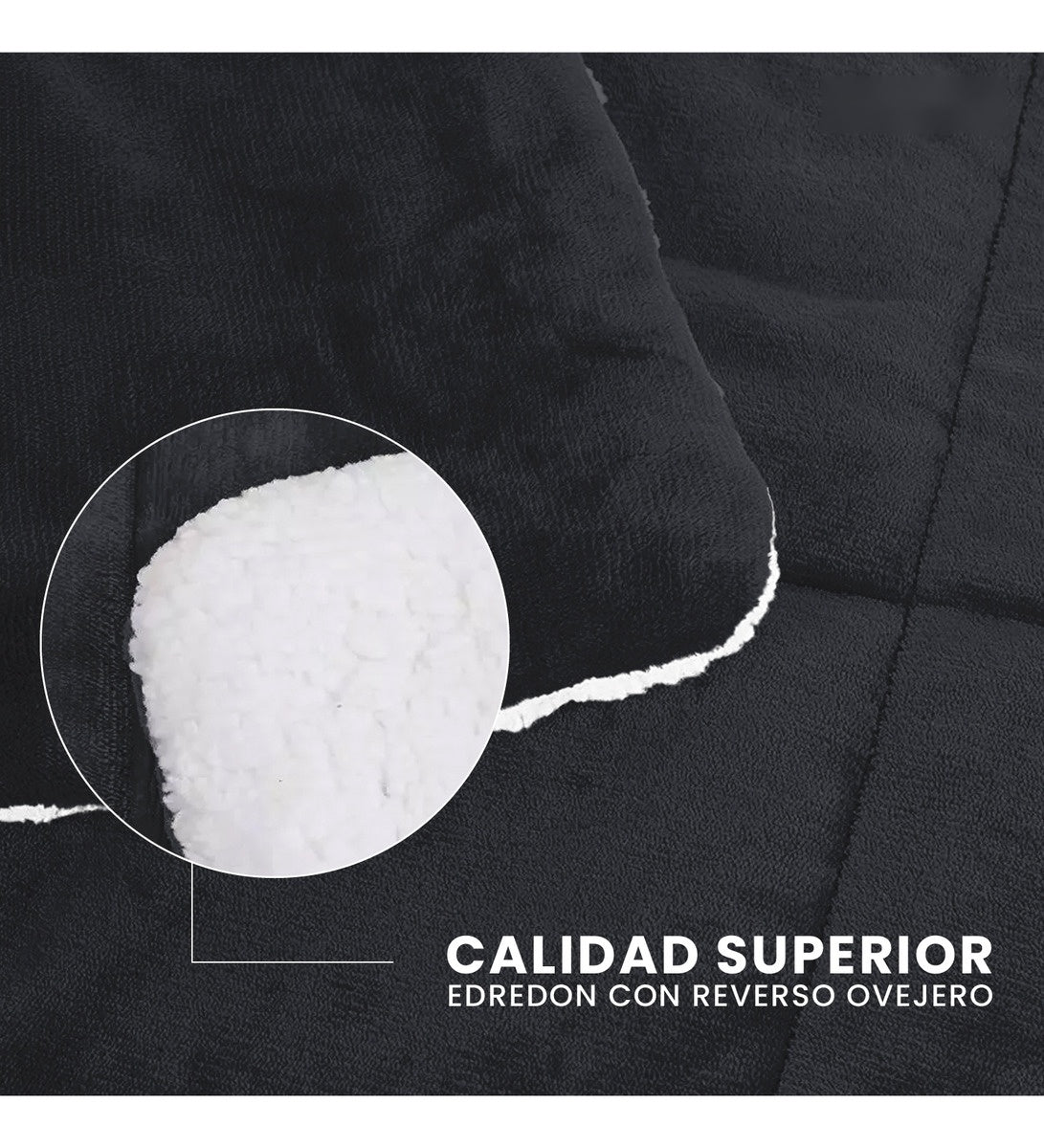 Cubrelecho Ovejero Queen Suave Caliente Reversible 2 Fundas Premium Innovo Gris Oscuro
