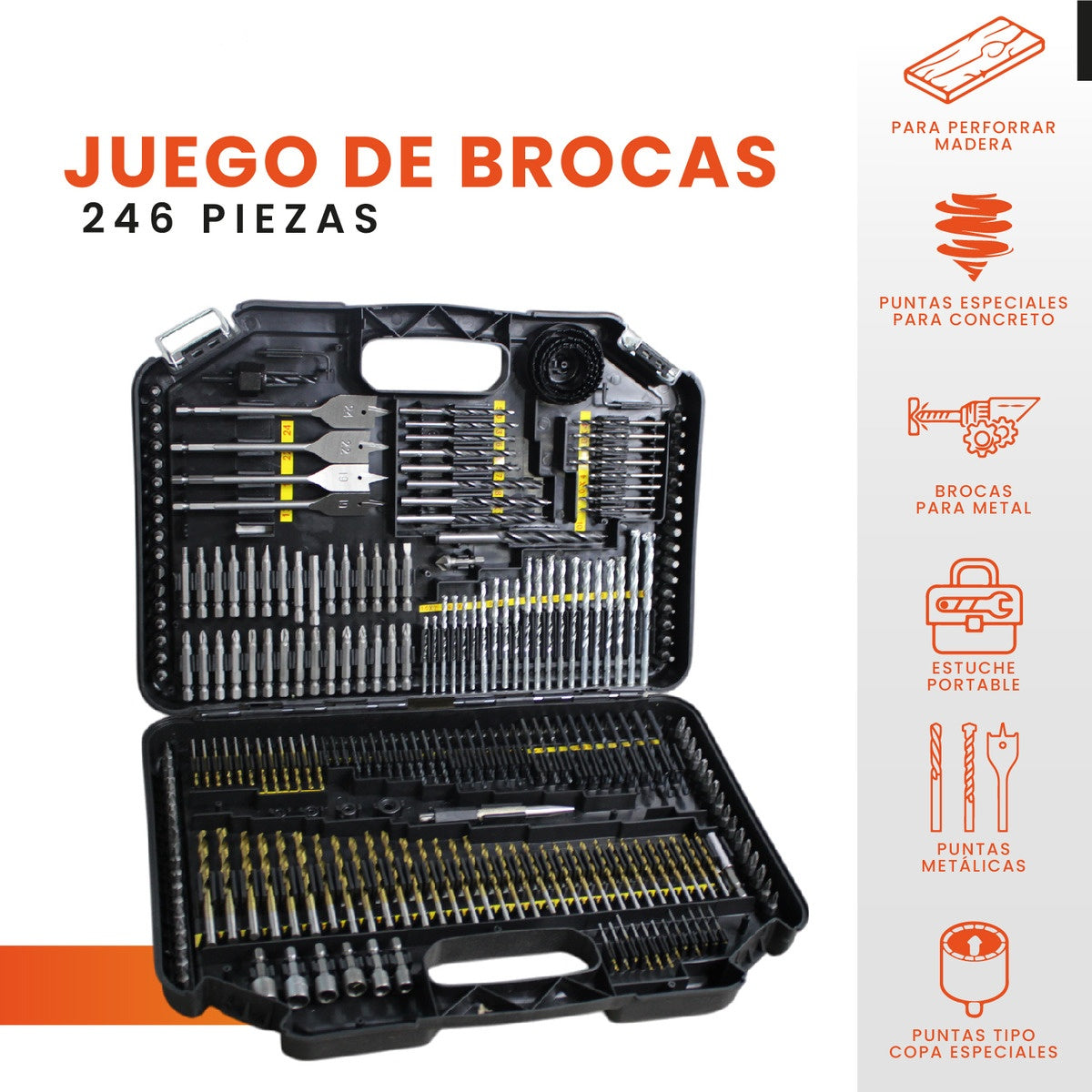 Puntas Brocas Para Taladro Estuche 246 Pz Profesional
