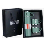 Set Termo De Agua Caliente Vasos Termicos Cafe + 3 Tazas Color Verde