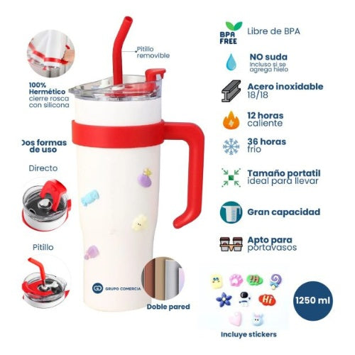 Vaso Termo Stan 1.2L Acero Inoxidable Pitillo Hot / Cold